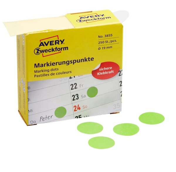 AVERY Zweckform Klebepunkte 3855 grün Ø 19,0 mm, 250 St.