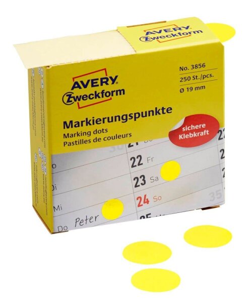 AVERY Zweckform Klebepunkte 3856 gelb Ø 19,0 mm, 250 St.