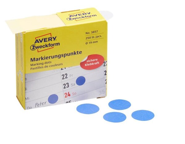 AVERY Zweckform Klebepunkte 3857 blau Ø 19,0 mm, 250 St.
