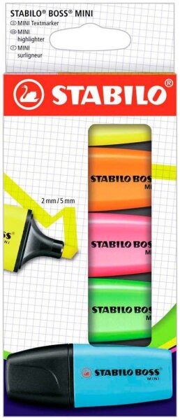 STABILO BOSS MINI Textmarker farbsortiert, 5 St.