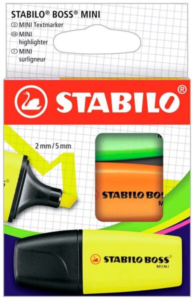STABILO BOSS MINI Textmarker farbsortiert, 3 St.