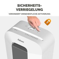 Fellowes Powershred LX50 Aktenvernichter mit Partikelschnitt P-4, 4 x 37 mm, bis 9 Blatt, weiß