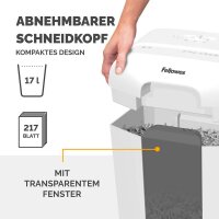 Fellowes Powershred LX50 Aktenvernichter mit Partikelschnitt P-4, 4 x 37 mm, bis 9 Blatt, weiß