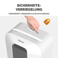 Fellowes Powershred LX25 Aktenvernichter mit Partikelschnitt P-4, 4 x 37 mm, bis 6 Blatt, weiß