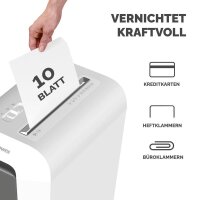 Fellowes Powershred LX65 Aktenvernichter mit Partikelschnitt P-4, 4 x 40 mm, bis 10 Blatt, weiß