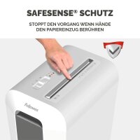 Fellowes Powershred LX65 Aktenvernichter mit Partikelschnitt P-4, 4 x 40 mm, bis 10 Blatt, weiß