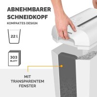 Fellowes Powershred LX65 Aktenvernichter mit Partikelschnitt P-4, 4 x 40 mm, bis 10 Blatt, weiß