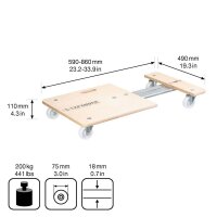 WAGNER® design yourself Transportroller MM 1332 ausziehbar birke 59,0 - 86,0 x 49,0 x 11,0 cm bis 200,0 kg