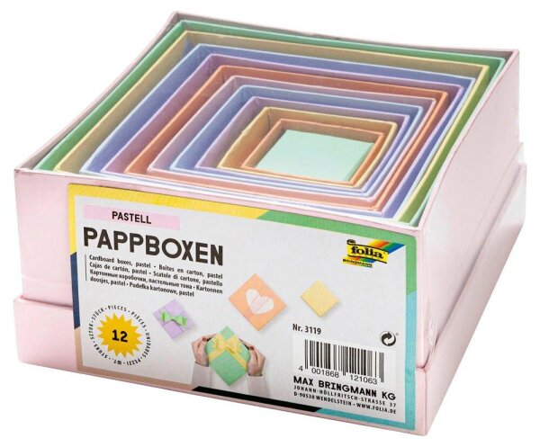 folia PASTELL Geschenkboxen-Set bunt, 12 St.