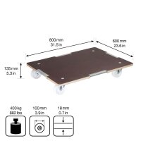 WAGNER® design yourself Transportroller BARRERA MM 1379 braun 60,0 x 80,0 x 13,5 cm bis 400,0 kg