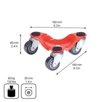 WAGNER® design yourself Transportroller MM 1193 rot 16,0 x 16,0 x 6,0 cm bis 60,0 kg