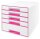 LEITZ Schubladenbox WOW Cube  perlweiß/pink 52142023, DIN A4 mit 5 Schubladen, 1 St.