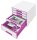 LEITZ Schubladenbox WOW Cube  perlweiß/violett 52142062, DIN A4 mit 5 Schubladen, 1 St.