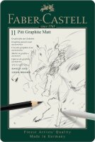 FABER-CASTELL Pitt Graphite Matt Graphitstifte HB, 2B, 4B, 6B, 8B, 10B, 12B, 14B schwarz mit Radierer, 1 Set