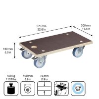 WAGNER® design yourself Transportroller MAXGRIP Power MM 1341 braun 30,0 x 57,5 x 15,0 cm bis 500,0 kg