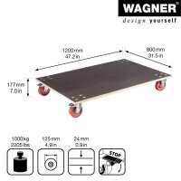 WAGNER® design yourself Transportroller MAXGRIP Heavy Duty MM 1349 braun 80,0 x 120,0 x 18,0 cm bis 1000,0 kg