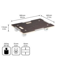 WAGNER® design yourself Transportroller BARRERA MM 1381 braun 44,0 x 64,0 x 11,0 cm bis 250,0 kg