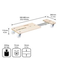 WAGNER® design yourself Transportroller MM 1331 ausziehbar birke 58,7 x 85,7 x 29,0 x 11,0 cm bis 200,0 kg