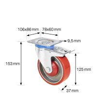 WAGNER® design yourself Schwerlast-Lenkrolle RO 0225 rot
