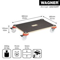WAGNER® design yourself Transportroller MAXIGRIP Protect MM 1370 BIG braun 40,0 x 60,0 x 12,3 cm bis 200,0 kg