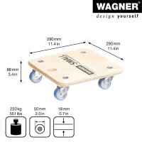 WAGNER® design yourself Transportroller MM 1353 birke 29,0 x 29,0 x 8,6 cm bis 250,0 kg