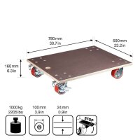 WAGNER® design yourself Transportroller MAXGRIP Heavy Duty MM 1348 braun 59,0 x 78,0 x 16,0 cm bis 1000,0 kg