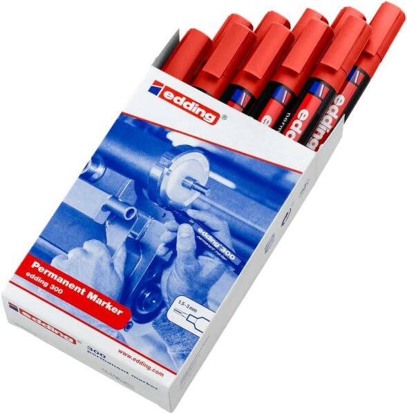 edding 300 Permanentmarker rot 1,5 - 3,0 mm, 10 St.