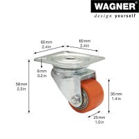 WAGNER® design yourself Schwerlast-Lenkrolle RO 6935 rot