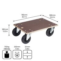 WAGNER® design yourself Transportroller MAXGRIP Heavy Duty MM 1148 braun 59,0 x 78,0 x 17,7 cm bis 750,0 kg