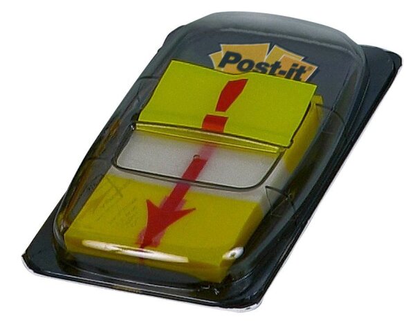 50 + 1 GRATIS: Post-it® Index Haftmarker gelb "Ausrufezeichen" 50 Streifen + GRATIS 1 Streifen