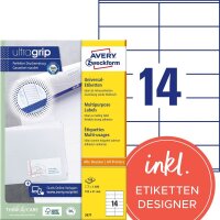 AVERY Zweckform Etiketten 3477 weiß 105,0 x 41,0...