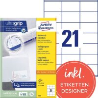 AVERY Zweckform Etiketten 3481 weiß 70,0 x 41,0 mm,...