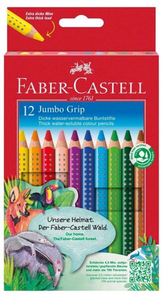 FABER-CASTELL Jumbo GRIP Buntstifte farbsortiert, 12 St.
