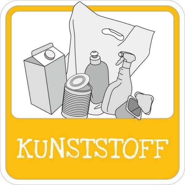SafetyMarking® Hinweisschild "Mülltrennung Kunststoff" quadrat 10,0 x 10,0 cm, 1 St.