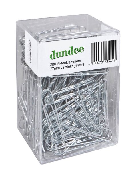 dundee Aktenklammern silber glanzverzinkt, 200 St.