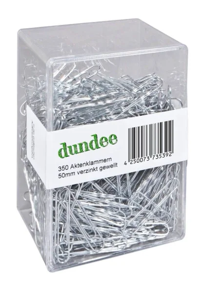 dundee Aktenklammern silber glanzverzinkt, 350 St.
