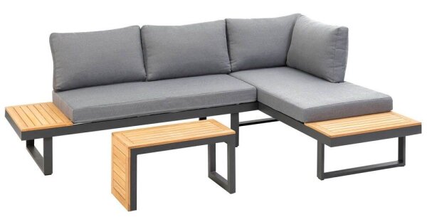 greemotion Loungegruppe Samara grau, anthrazit Holz, Metall, 8-teilig