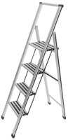 WENKO Stehleiter einseitig silber 4 Stufen, H: 144,0 cm
