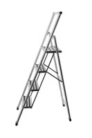 WENKO Stehleiter einseitig silber 4 Stufen, H: 144,0 cm
