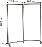 PAPERFLOW Trennwand, transparent 76,0 x 160,0 cm mit...
