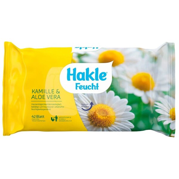 Hakle Feuchtes Toilettenpapier Kamille & Aloe Vera 1-lagig, 42 Tücher  ( 79600 )