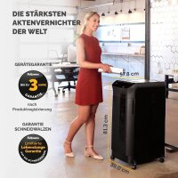 Fellowes AutoMax 350C Aktenvernichter mit Partikelschnitt P-4, 4 x 38 mm, bis 300 Blatt, schwarz