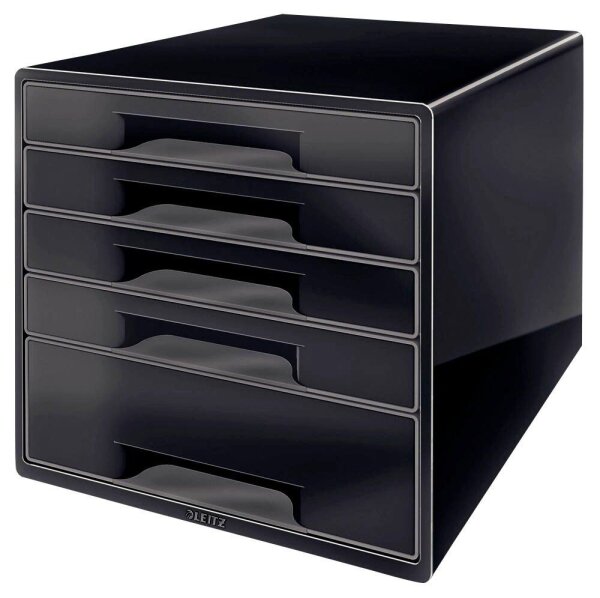 LEITZ Schubladenbox CUBE Duo Colour  schwarz/grau 52531095, DIN A4 mit 5 Schubladen, 1 St.