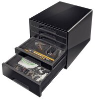LEITZ Schubladenbox CUBE Duo Colour  schwarz/grau 52531095, DIN A4 mit 5 Schubladen, 1 St.