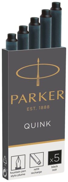 PARKER Tintenpatronen für Füller 1950382 schwarz, 5 St.