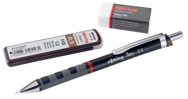 rotring Tikky Druckbleistift-Set schwarz HB 0,5 mm, 1 Set