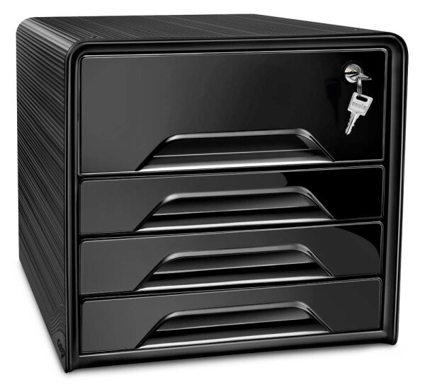 cep Schubladenbox Smoove Secure  schwarz 107311011, DIN A4 mit 4 Schubladen, 1 St.