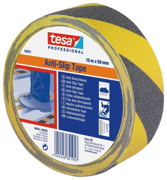tesa Anti-Rutsch-Band gelb, schwarz 50,0 mm x 15,0 m