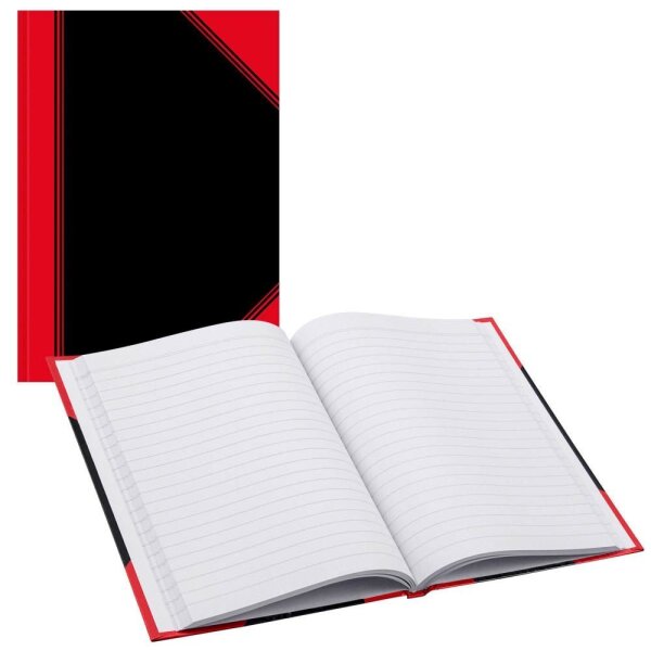 Bantex Notizbuch Chinakladde DIN A4 liniert, schwarz/rot Hardcover 192 Seiten, 1 St.