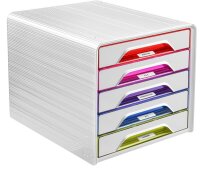 cep Schubladenbox Smoove  weiß/bunt-transparent 1071110931, DIN A4 mit 5 Schubladen, 1 St.
